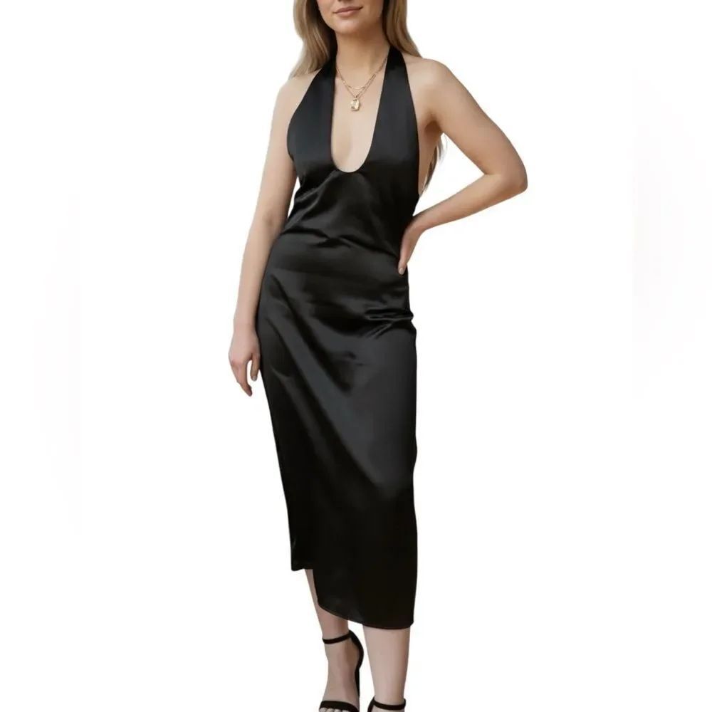 Jason Wu midi halter top satin cocktail dress women’s M